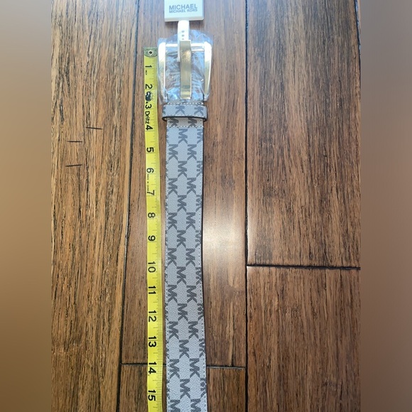 Gray Michael Kors Wide logo belt monogram leather belt - Picture 4 of 16